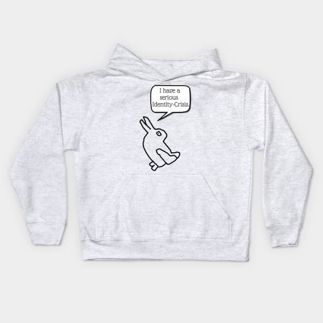 Wittgenstein Rabbit Duck Optical Illusion: I have a serious identity crisis Kids Hoodie by firstsapling@gmail.com